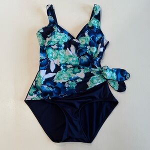 Vintage Gabar Draped One Piece Tropic Swimsuit Womens Size 16